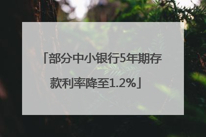 部分中小银行5年期存款利率降至1.2%